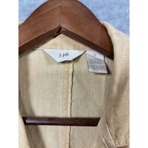J Jill Womens Blazer Pants Set Size  M 12 Beige Yellow 100% Linen Lagenlook - Picture 3 of 10